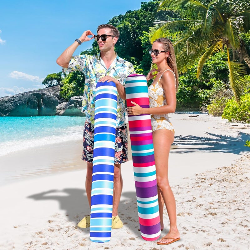 FindUWill 2 Pack Inflatable Swim Pool Noodles, Pool Noodles Floats for Adults, Soft Fabric Covered Large Swim Noodles for Lake, Beach - Image 5